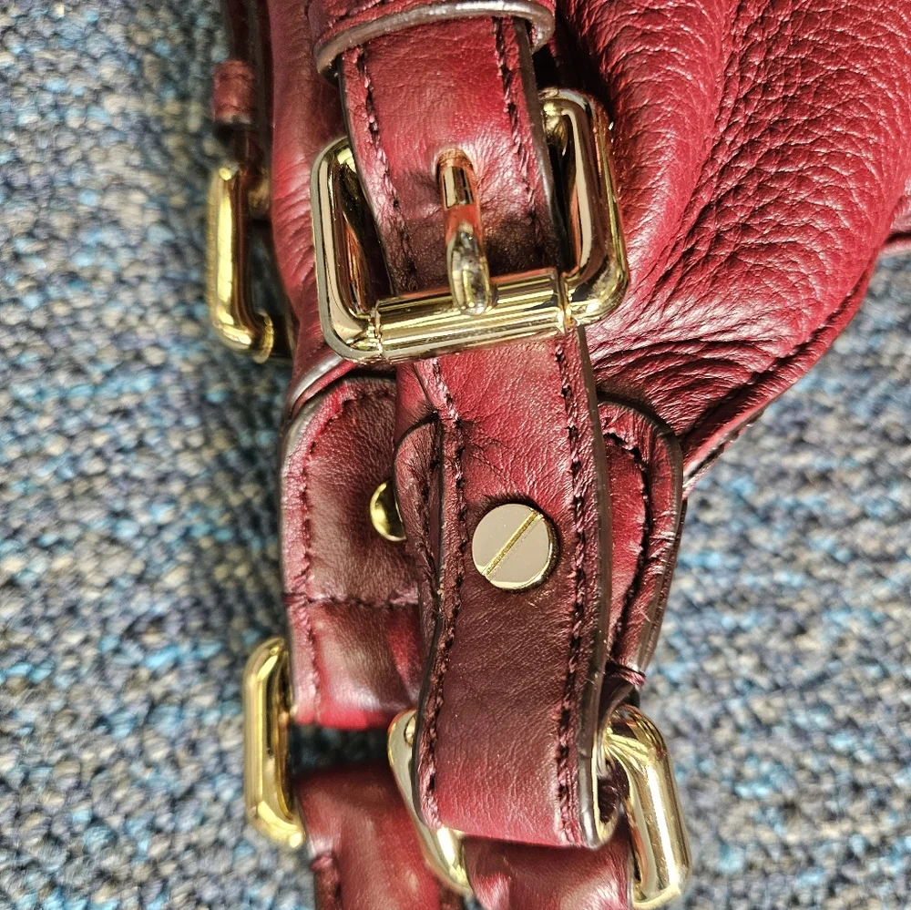 Michael Kors Burgundy Leather Hobo Bag